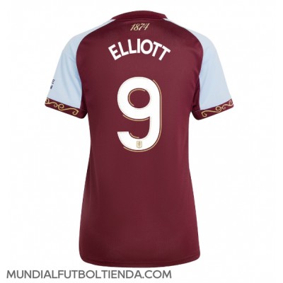 Camiseta Aston Villa Harvey Elliott #9 Primera Equipación Replica 2025-26 para mujer mangas cortas Camiseta Aston Villa Harvey Elliott #9 Primera Equipación Replica 2025-26 para mujer mangas cortas